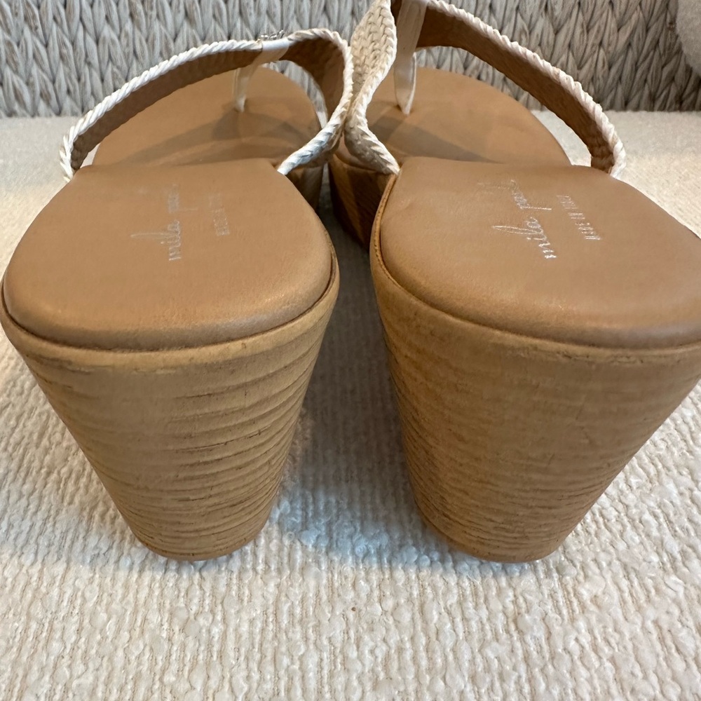 Mila Paoli White Leather Sandals with Woven Straps - Picture 4 of 6